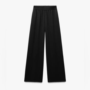 Zara Black Wide-Leg Crepe Trousers Sz M
